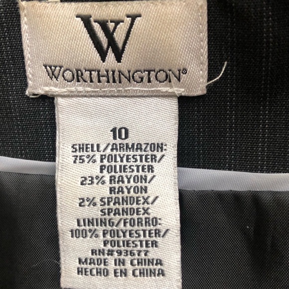 Worthington Black Pinstriped, Two  Button Blazer with collar and front pockets. - Picture 9 of 14